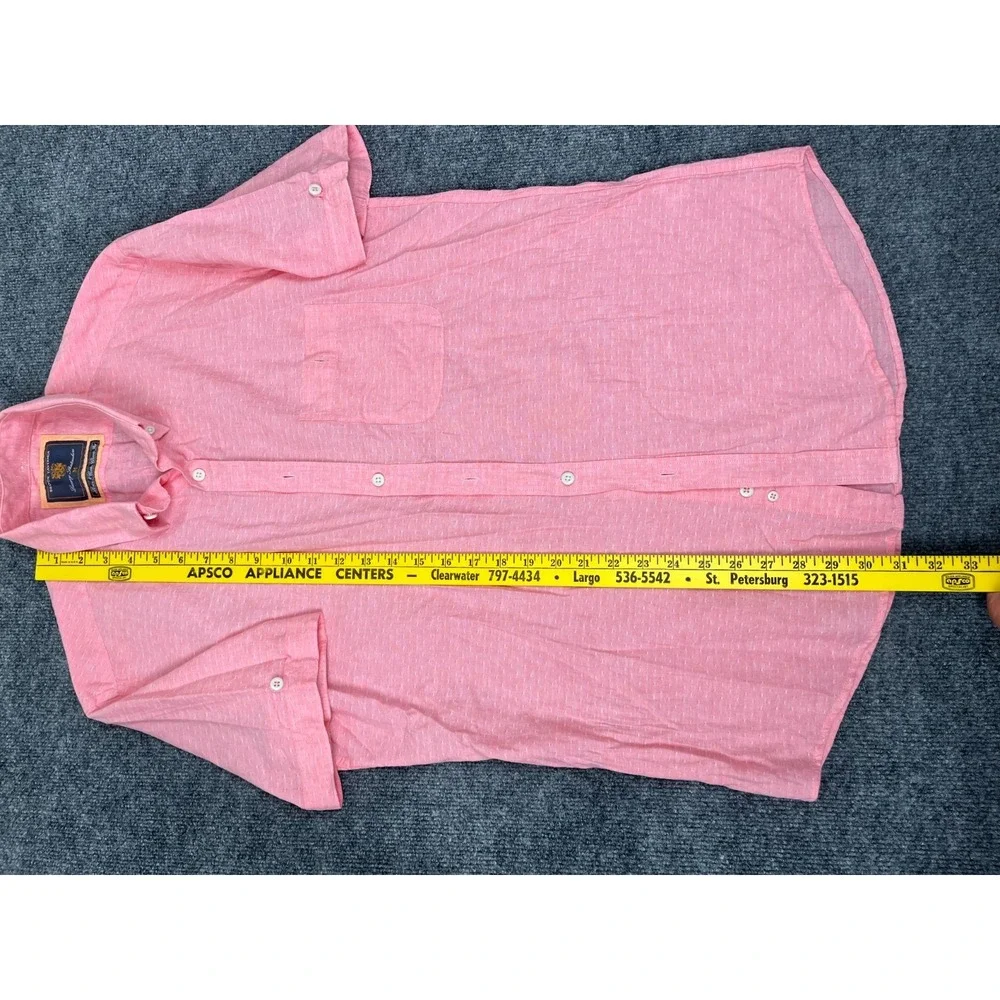 Brook Taverner Men's Rose  Button Down Shirt Linen&Cotton Classic Fit‎ Size M - Picture 7 of 8